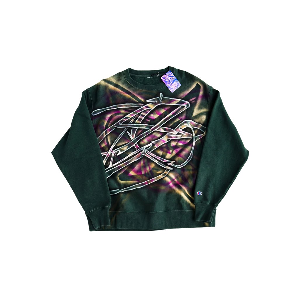 Hand Painted Sweatshirt - Washed Forest Green (Large)