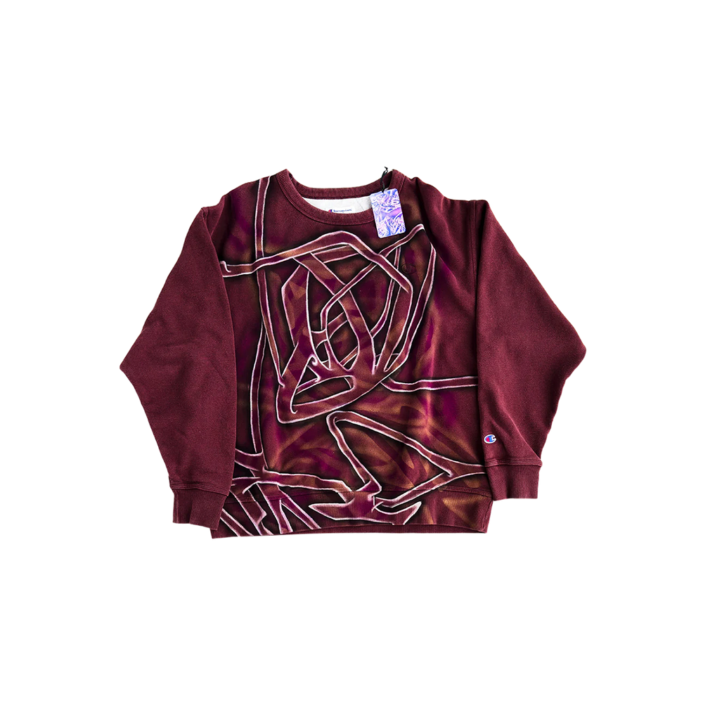 Hand Painted Sweatshirt - Washed Burgundy (Large)