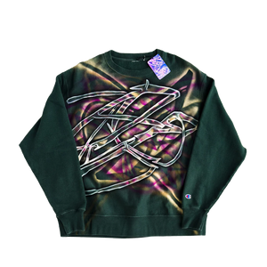 Hand Painted Sweatshirt - Washed Forest Green (Large)