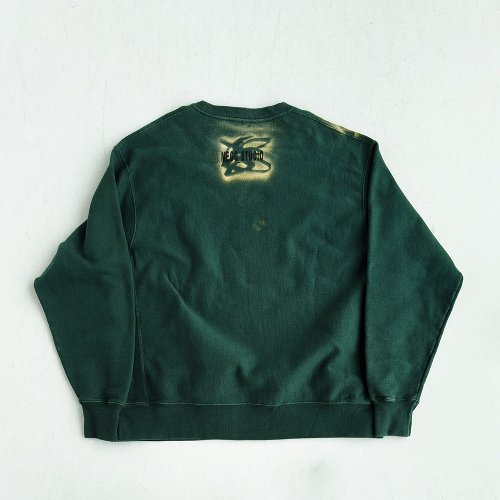 Hand Painted Sweatshirt - Washed Forest Green (Large)
