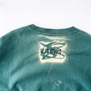 Hand Painted Sweatshirt - Washed Forest Green (Large)