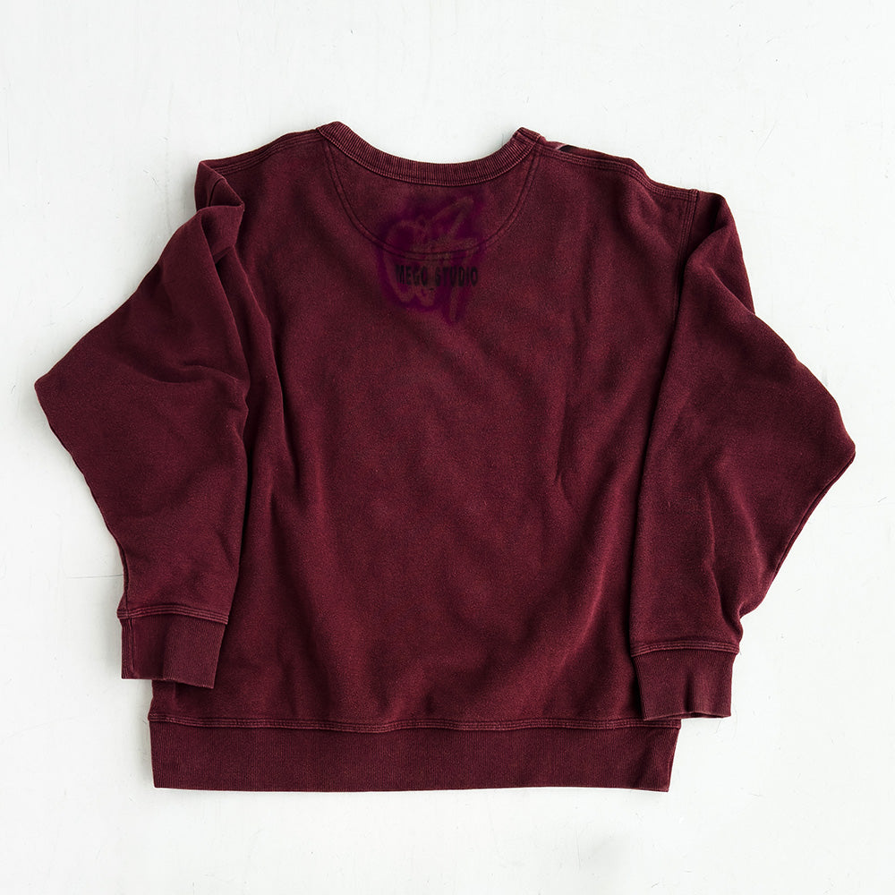 Hand Painted Sweatshirt - Washed Burgundy (Large)